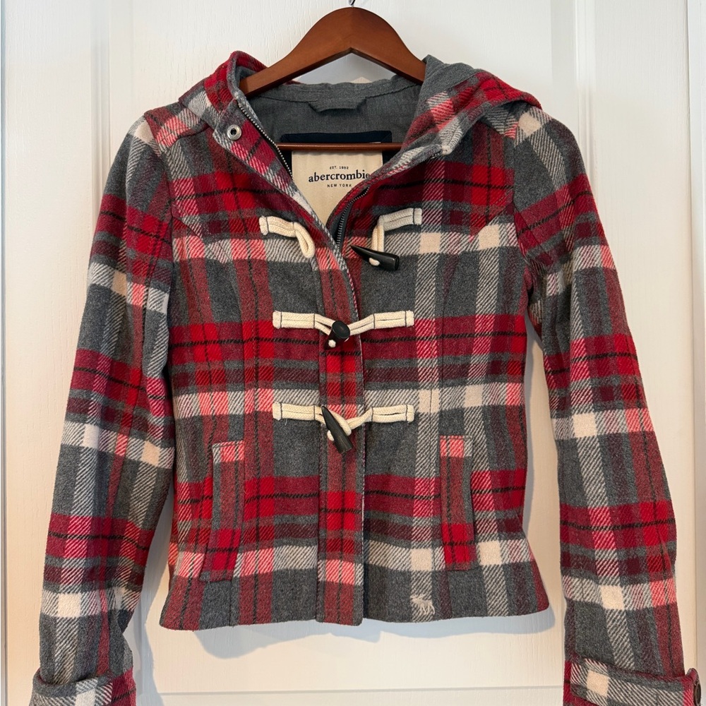 Abercrombie Red and Gray Plaid Jacket